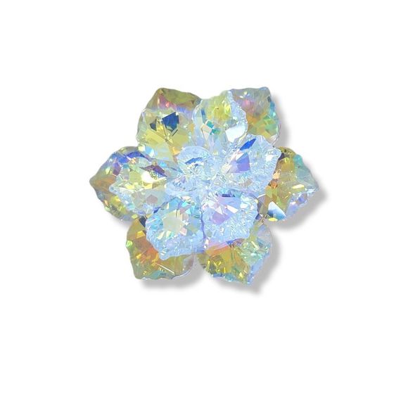 Radiant Irridecent Sparkling Crystal Petal Flower Brooch Pin - Picture 2 of 7